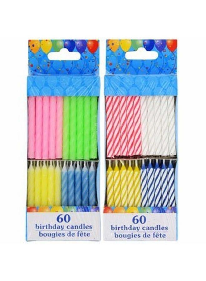 Greenbrier 120 Spiral Birthday Candles 60 Pastel and 60 Spiral Brights - Image 1