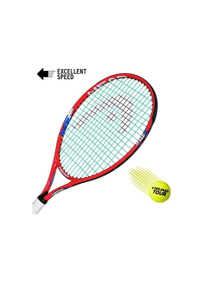 HEAD - Speed Junior 23 Strung Tennis Racquet | White and Orange | Size: 3 3/4 inches | Material: Aluminium | For Junior | Lightweight | Stronger and Durable - Image 1