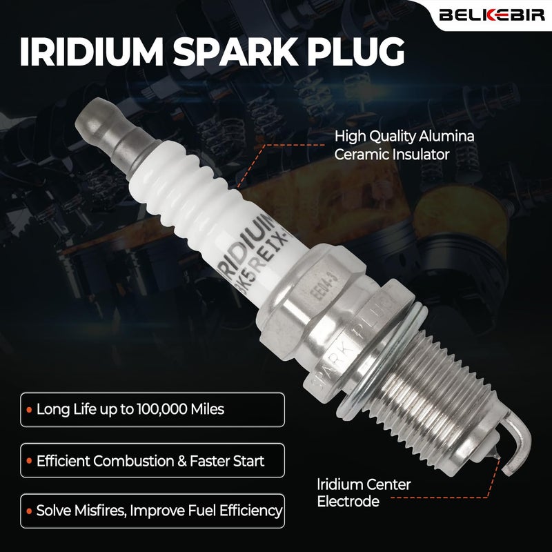 BELKEBIR Set of 4 Ignition Coil Pack & Iridium Spark Plugs Compatible with 1.5L 2001-2009 Toyota Prius, 2007-2018 Yaris, 2012-2019 Prius C, 2000-2005 Echo, 2004-2006 Scion XA XB Replace UF316 C1304 90080-19021 - Image 5