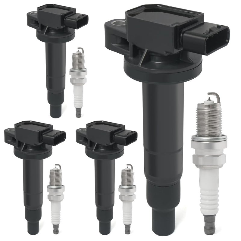 BELKEBIR Set of 4 Ignition Coil Pack & Iridium Spark Plugs Compatible with 1.5L 2001-2009 Toyota Prius, 2007-2018 Yaris, 2012-2019 Prius C, 2000-2005 Echo, 2004-2006 Scion XA XB Replace UF316 C1304 90080-19021 - Image 1