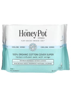 the Honey Pot company The Honey Pot Company, Organic Herbal-Infused Pads with Wings, Super, 16 Count  - Image 1