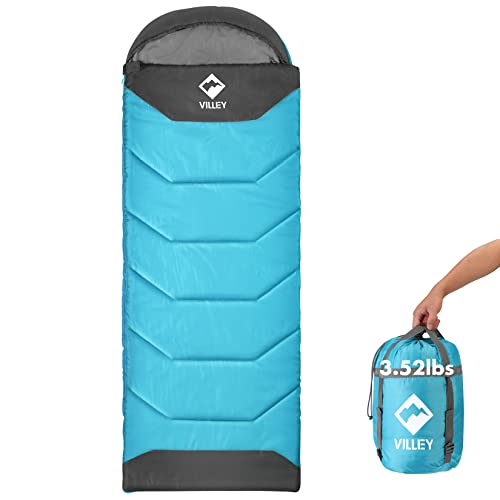 VILLEY Camping Sleeping Bag for Adults Boys and Girls 3 Season Warm Cool Weather Summer Spring Fall Lightweight Compact Backpacking Sleeping Bag for Outdoor Traveling Hiking - Image 1