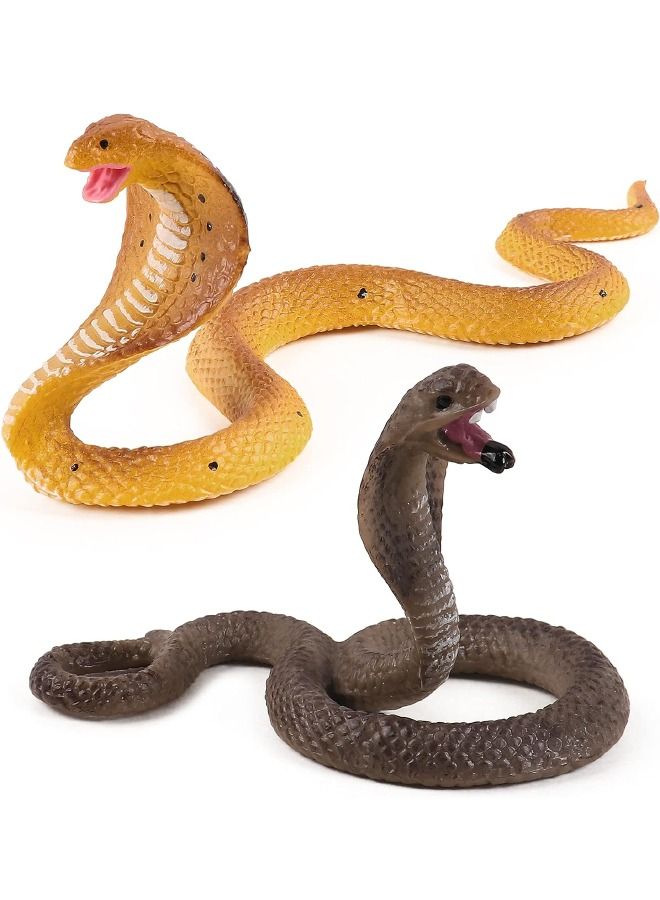 Set of 2 Realistic Fake Snakes Toy, Fake Snake Prank Rubber Snake Props Scary Snake Toy, Fake Cobra Snake Tricky Toy  - Image 1