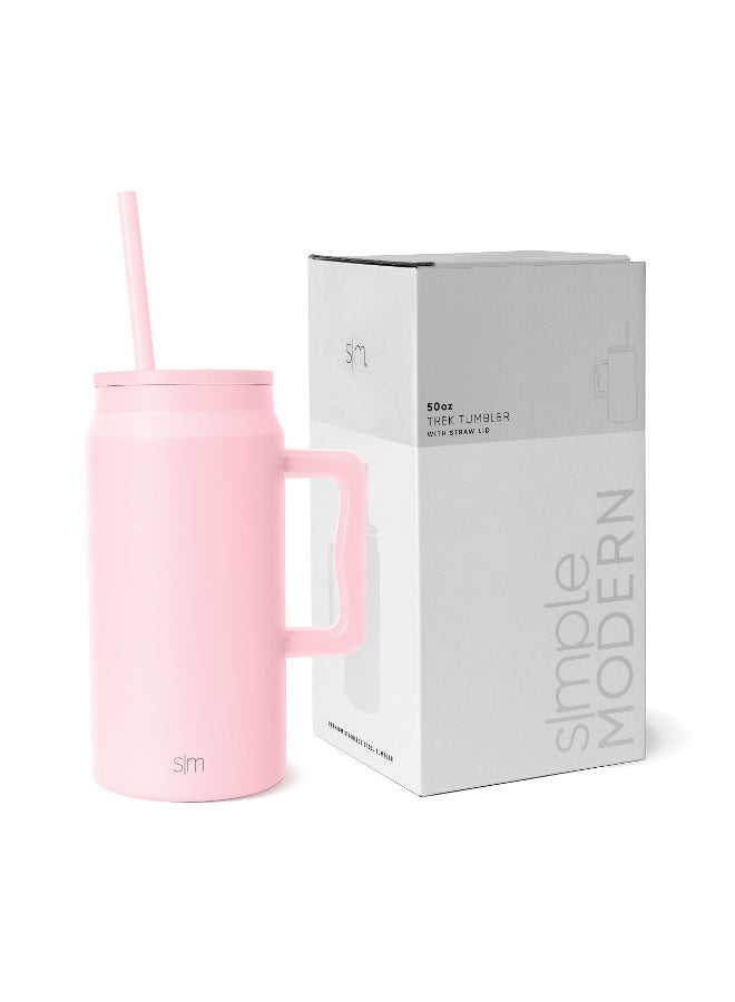 Simple Modern 50 oz Mug Tumbler with Handle and Straw Lid | Reusable Insulated Stainless Steel Large Travel Jug Water Bottle | Gifts for Women Men Him Her | Trek Collection | 50oz | Blush - Image 1