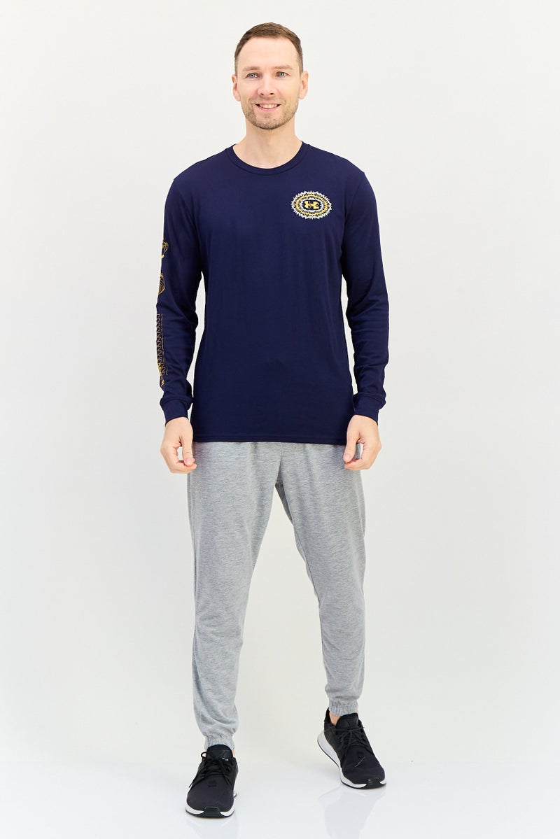 UNDER ARMOUR Men Loose Fit Long Sleeve Outdoor T-Shirt, Navy - Image 2