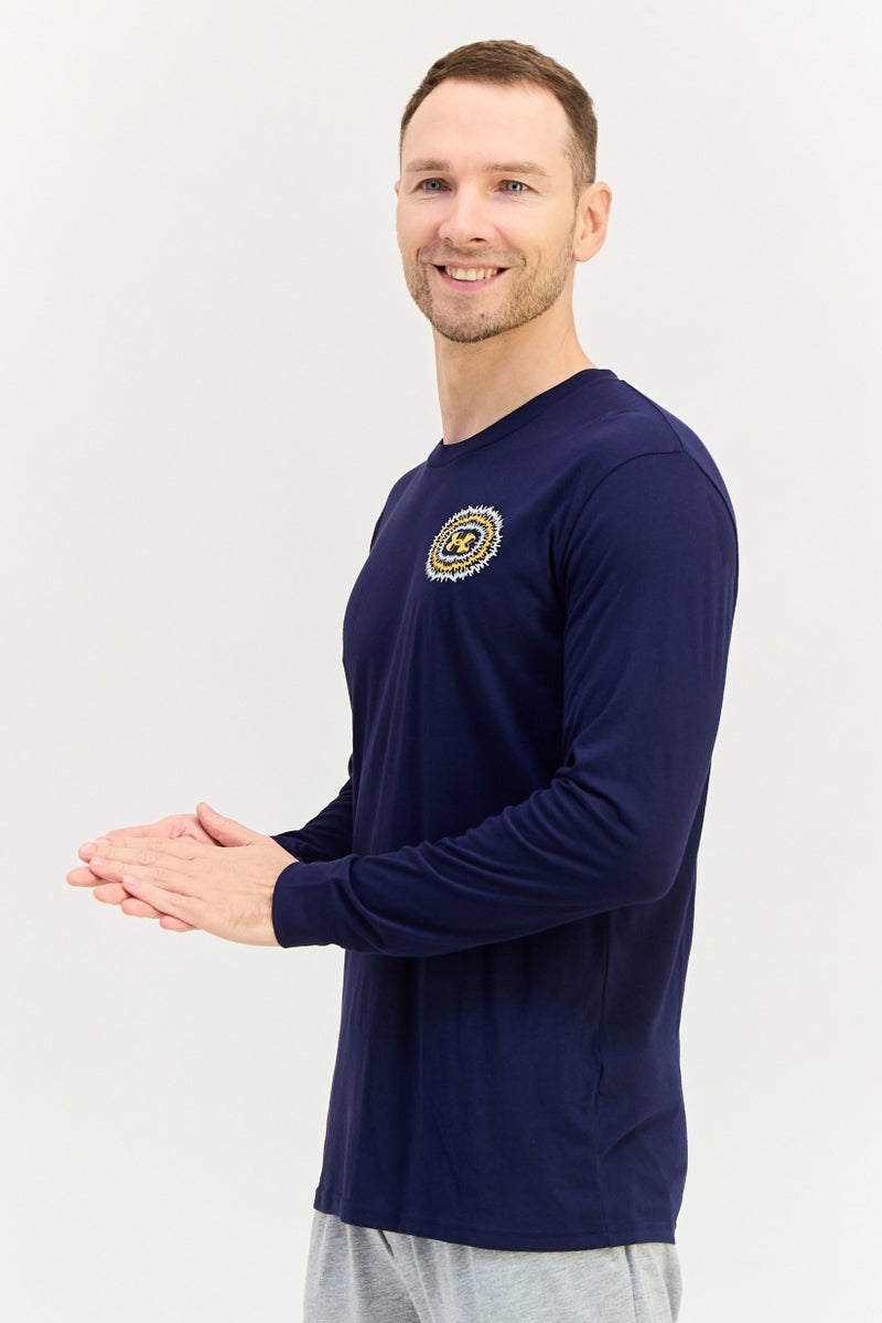 UNDER ARMOUR Men Loose Fit Long Sleeve Outdoor T-Shirt, Navy - Image 3