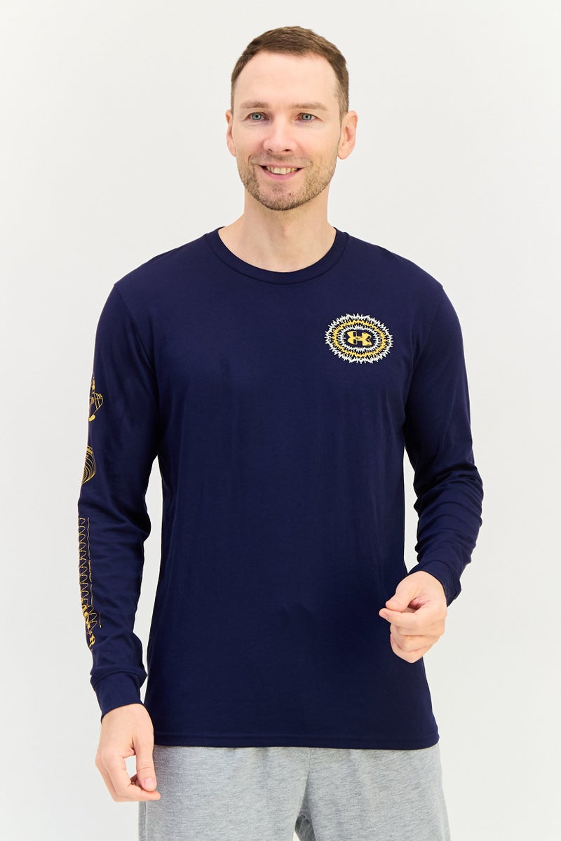 UNDER ARMOUR Men Loose Fit Long Sleeve Outdoor T-Shirt, Navy - Image 1