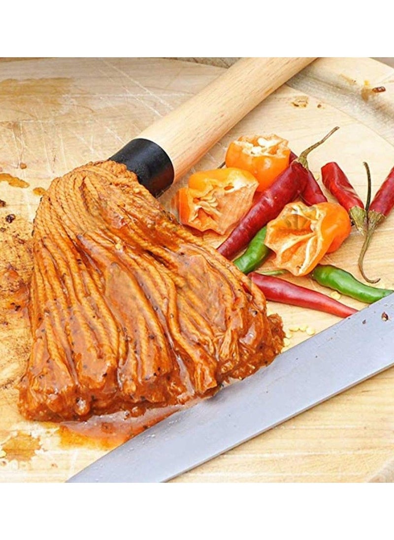 KASTWAVE - 2 Pack BBQ Basting Mop with 6 Extra Replacement Heads, Grill Basting Mop Wooden Long Handle Perfect for BBQ Grilling Smoking Steak (18.2 Inch) - Image 1