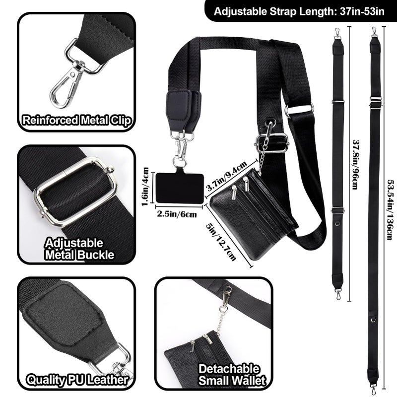 XANGNIER Clip and Go Strap for Phone with Wallet Crossbody, Phone Strap with Zippered Wallet, Adjustable Anti Theft Cellphone Lanyard for Women, Cellphone Chain Accessories, Black - Image 4