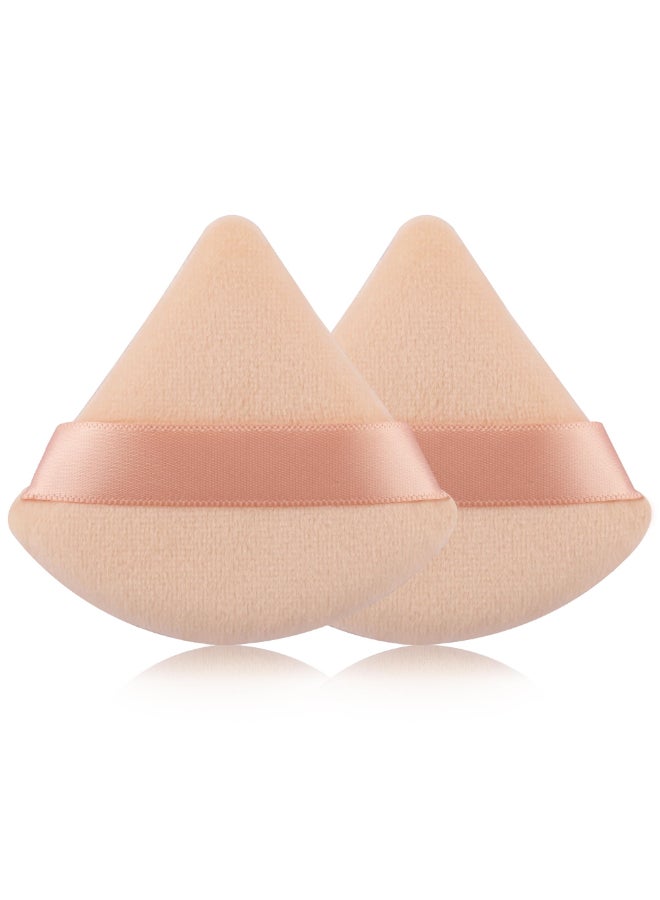 EVAOUXIU 2 Pcs EVAOUXIU Triangle Powder Puff for Face Powder Soft Plush Setting Powder Puff Velour Cosmetic Foundation Blender Sponge Beauty Makeup Tools Nude - Image 2