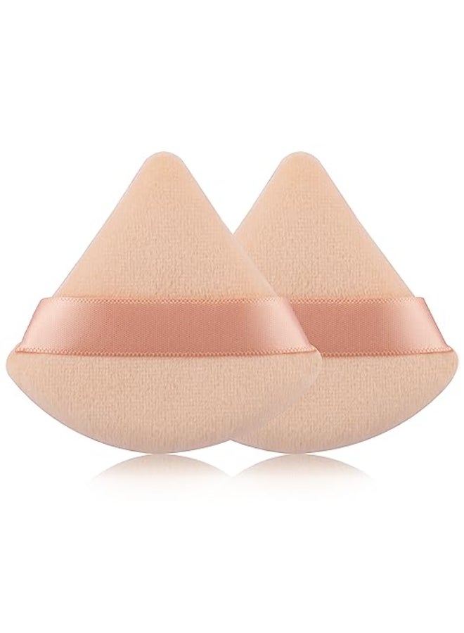 EVAOUXIU 2 Pcs EVAOUXIU Triangle Powder Puff for Face Powder Soft Plush Setting Powder Puff Velour Cosmetic Foundation Blender Sponge Beauty Makeup Tools Nude - Image 1