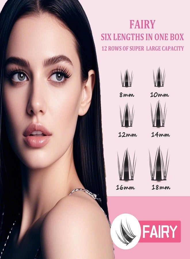 ISOOLU Fairy Lash Clusters Manga Individual Lashes C Curl Wispy Eyelash Clusters WideSpan Eyelash Extension Kit with Lash Bond and Seal Wet-Look Spiky Cluster Lashes (Fairy) - Image 3