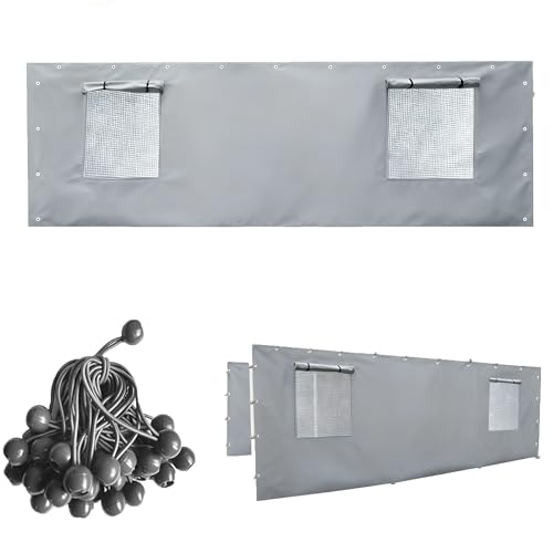 Rutile 10x20 Carport Replacement Sidewall, 180G PE Waterproof & UV Protected Sidewall Cover (Gray, Sidewall Panel with Mesh Windows) - Image 5
