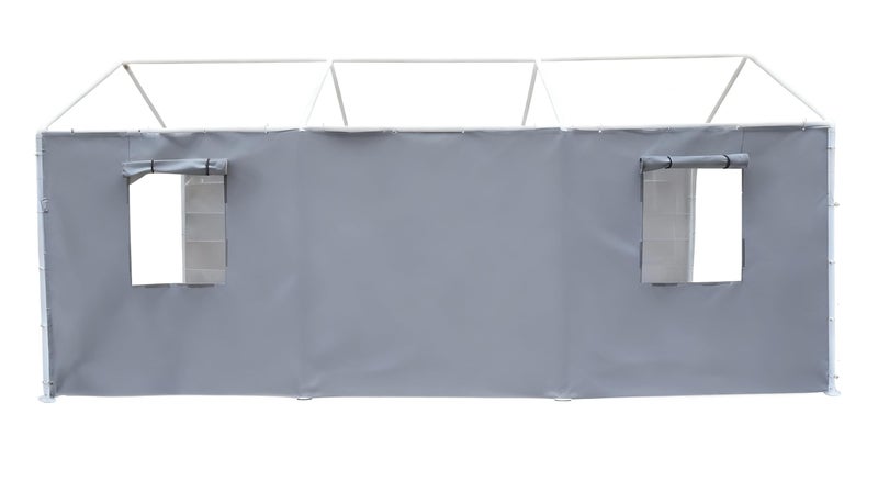 Rutile 10x20 Carport Replacement Sidewall, 180G PE Waterproof & UV Protected Sidewall Cover (Gray, Sidewall Panel with Mesh Windows) - Image 1