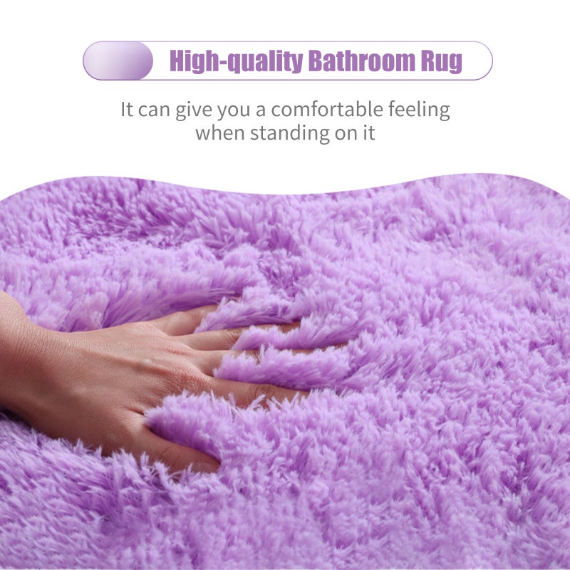 Non Slip Bath Mat Set: Yellow 3-Piece Soft Polyester Blend - Water Absorbent Thick Easy Clean Bath Rug for Home Bathroom Shower Bathtub Floor - Image 4