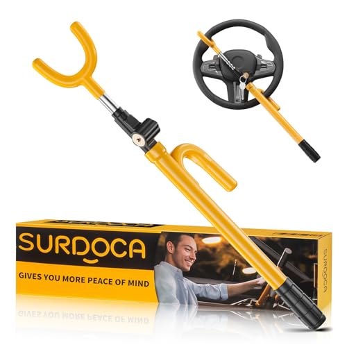 SURDOCA Upgraded Car Steering Wheel Lock AntiTheft Device Steering Wheel Locks for Car SUV Easy Installation Rubber Protection Extendable Universal Security Device - Image 1