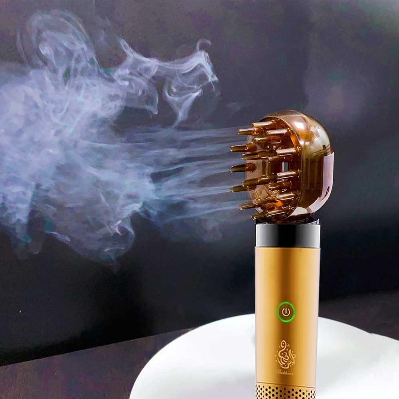 New Comb Bakhoor Incense Burner, USB Rechargeable Bukhoor Burner, Electric Oud Incense Holders, Portable Aromatherapy Device for Home Office & Car (Golden) - Image 3