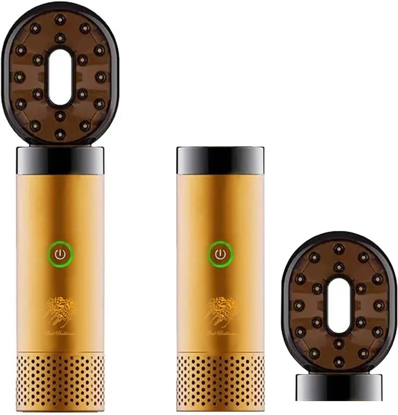 New Comb Bakhoor Incense Burner, USB Rechargeable Bukhoor Burner, Electric Oud Incense Holders, Portable Aromatherapy Device for Home Office & Car (Golden) - Image 1