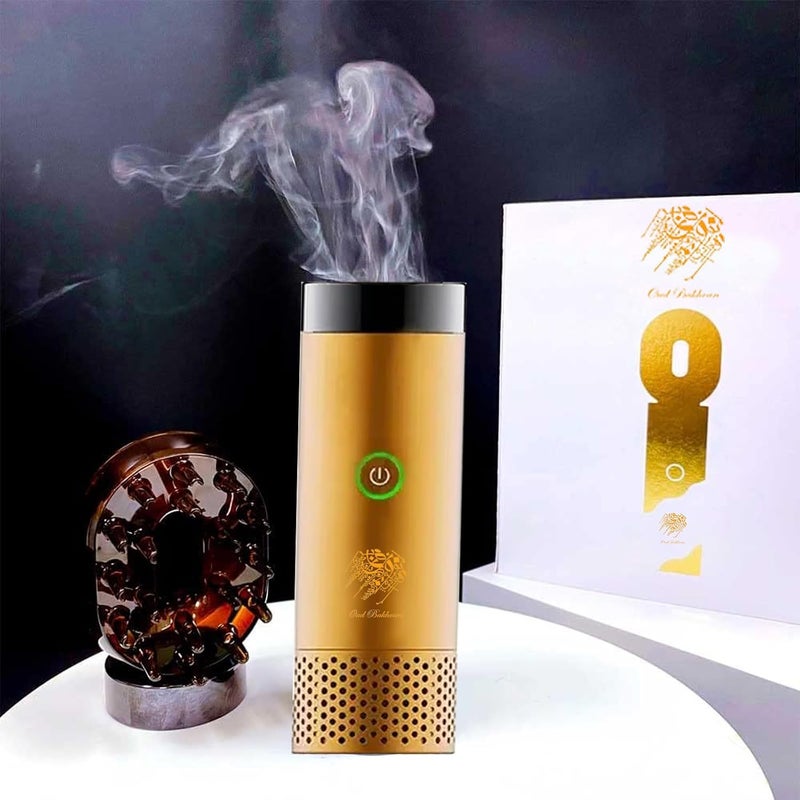 New Comb Bakhoor Incense Burner, USB Rechargeable Bukhoor Burner, Electric Oud Incense Holders, Portable Aromatherapy Device for Home Office & Car (Golden) - Image 2