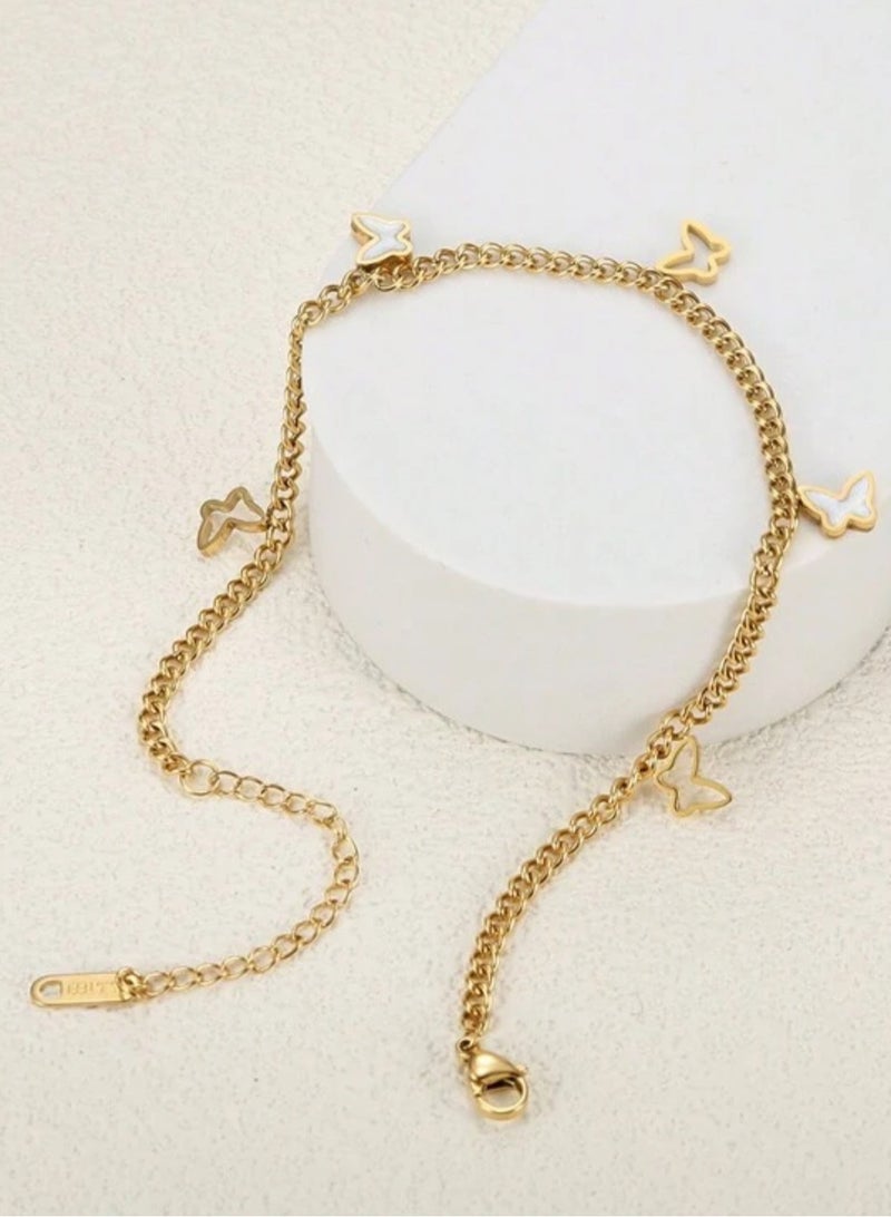 إيكوال خلخال نسائي أنيق من الاستانلس ستيل مطلي باللون الذهبي - Image 2