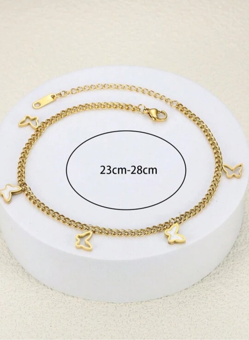 إيكوال خلخال نسائي أنيق من الاستانلس ستيل مطلي باللون الذهبي - Image 4