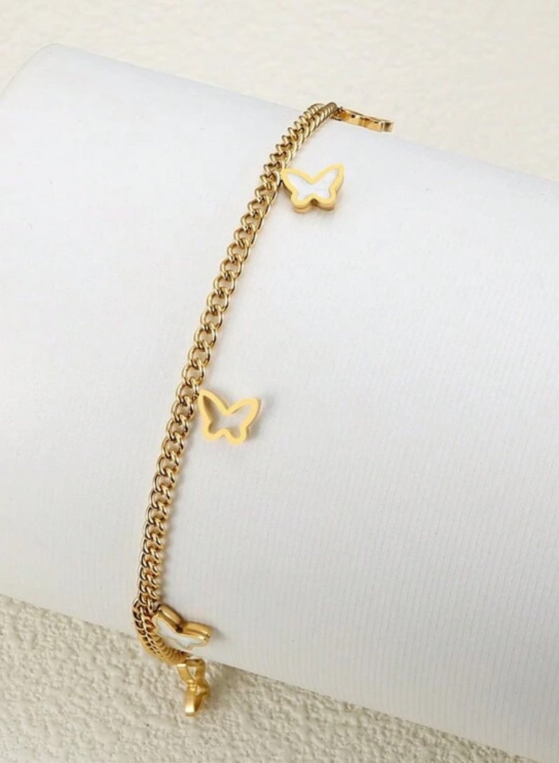 إيكوال خلخال نسائي أنيق من الاستانلس ستيل مطلي باللون الذهبي - Image 3