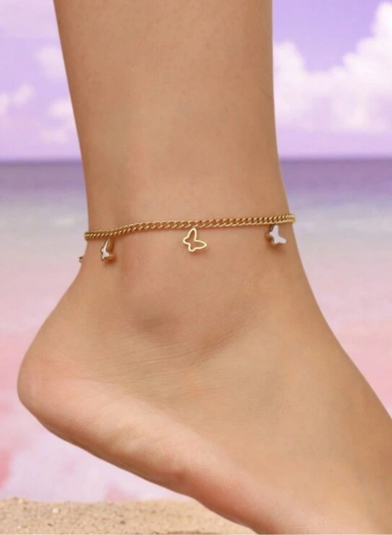 إيكوال خلخال نسائي أنيق من الاستانلس ستيل مطلي باللون الذهبي - Image 1