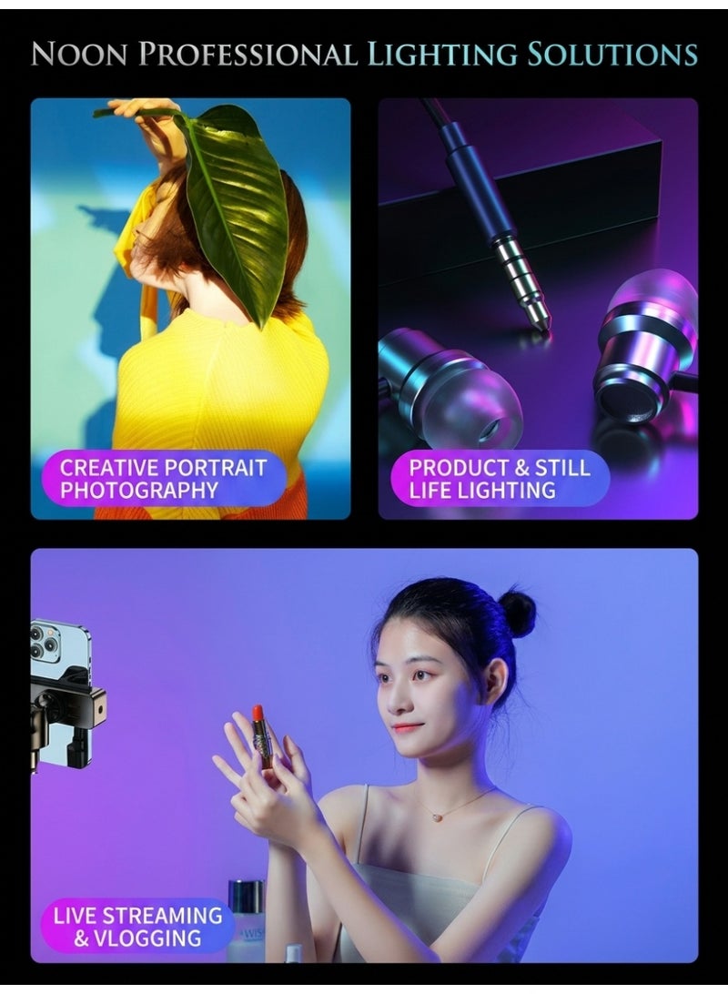 طقم إضاءة فيديو LED RGB محمول مع حامل ثلاثي القوائم مكتبي قابل للتعديل ومشبك عالمي، طيف ألوان كامل، بطارية 2000 مللي أمبير قابلة لإعادة الشحن - Image 5