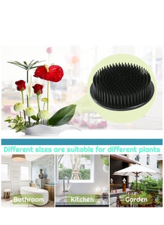 Excefore Flower Frogs 4 Pieces Plastic Floral Frogs Vase Round Black Arranger Tool Pin Holder Japanese Arranging Plant Decoration Fixed Supplies with Bottom Home DIY Craft  - Image 2