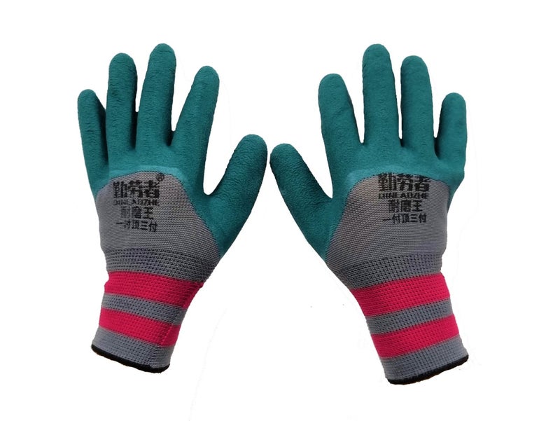 RIANZ Cotton Heavy Duty Reusable Gardening Gloves for Garden outdoor Work - 3 Pairs (Green Color) - Image 2
