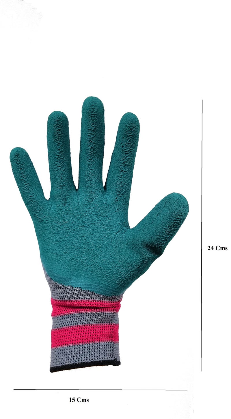 RIANZ Cotton Heavy Duty Reusable Gardening Gloves for Garden outdoor Work - 3 Pairs (Green Color) - Image 3