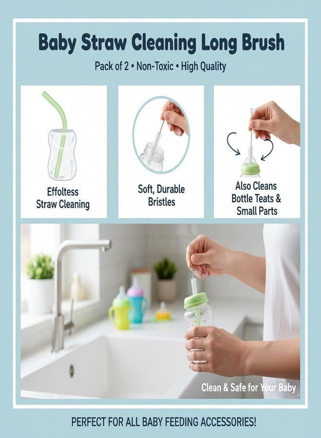 BRUSH HOUSE فرشاة تنظيف طويلة لماصة الأطفال من براش هاوس (عبوة من قطعتين) | منظف زجاجات الأطفال | فرشاة تنظيف - Image 2