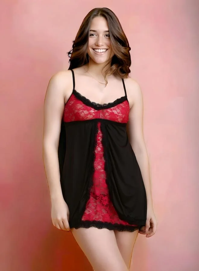 Take Two Women Contrast Textured Lace Babydoll By Hill Islands