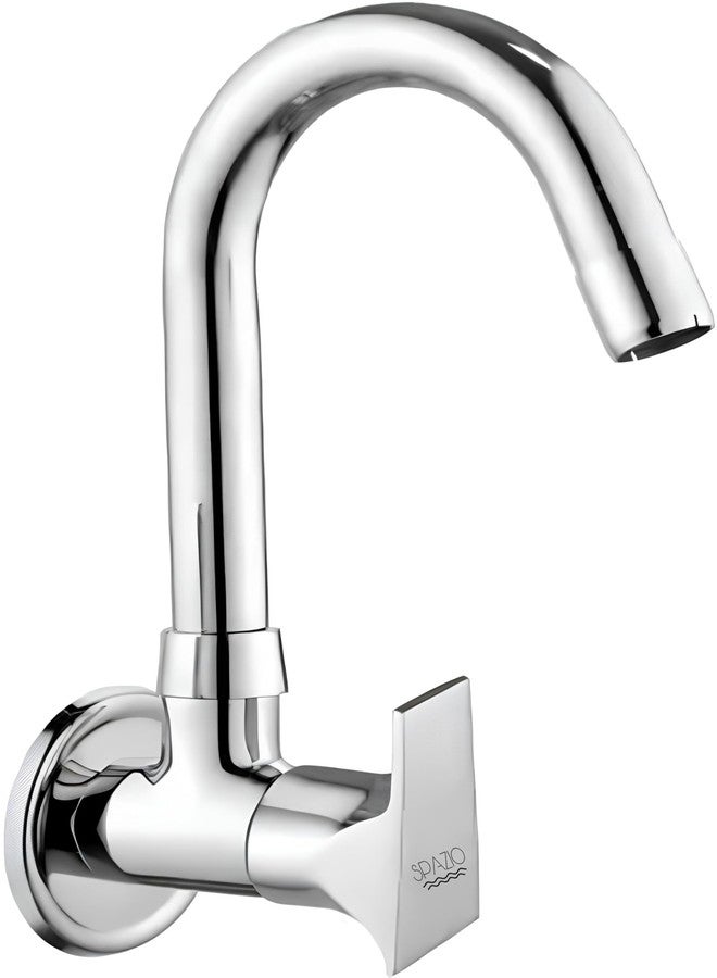 Spazio Liner Collection Sink Cock/Sink Faucet/Kitchen Tap (Pack of 1) for Hot/Cold Water, Play with 360 Degree Rotating Spout for Kitchen Chrome Finish Sink Tap Faucet (Wall Mount Installation Type)