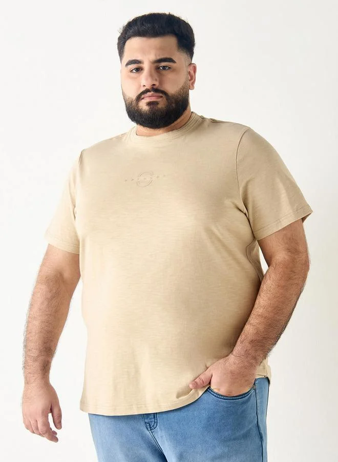 Splash FAV Plus Size Embossed T-shirt with Short Sleeves