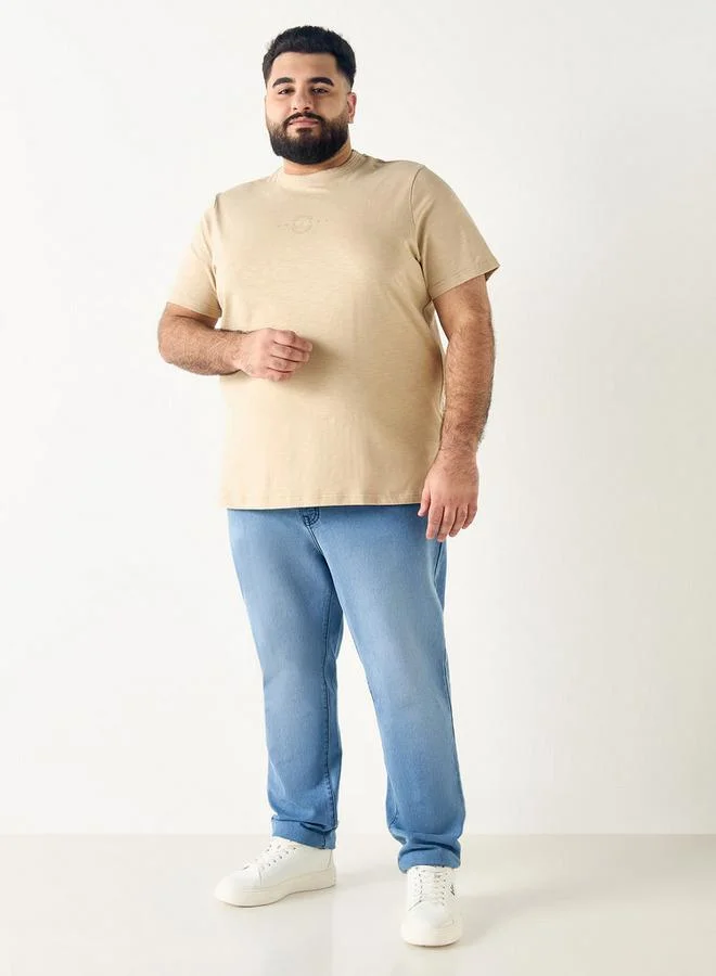 Splash FAV Plus Size Embossed T-shirt with Short Sleeves