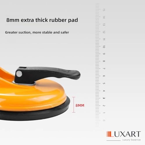 LUXART 1 Pcs Heavy Duty Glass Vaccum Suction Cups with Aluminum Handle & 8mm Extra Thick Rubber Pad – Non Slip Rubber Grip Glass Lifter Tool for Lifting Glass, Tiles, Marble, Metal, Dent Puller - Image 5