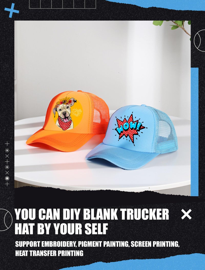 Tarpop 10 Pcs Sublimation Blank Trucker Hats Bulk Mesh Baseball Cap Polyester Mesh Trucker Hat for Men and Women (Bright Colors) - Image 4