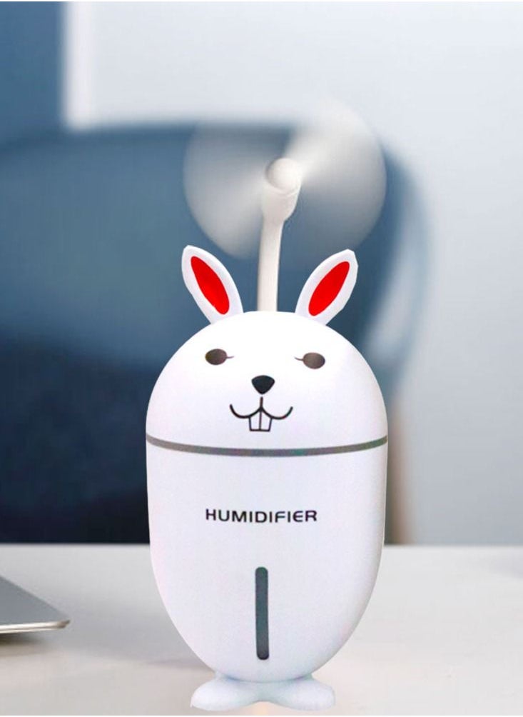 Bosidin - Mini Air Humidifier USB Aroma Diffuser Cute Rabbit Design with Fan and Light - Image 1