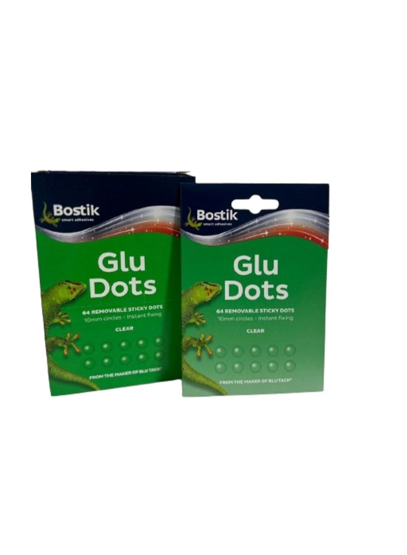 Bostik 64 Removable Sticky Glu Dots Instant Fixing Repostionable Clear (Pack of 12) - Image 2