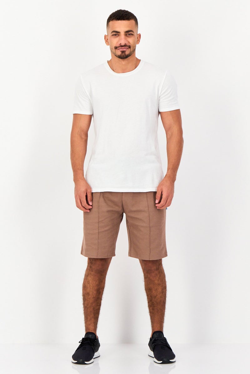 Algspar Men Textured Basic Shorts, Tan - Image 2