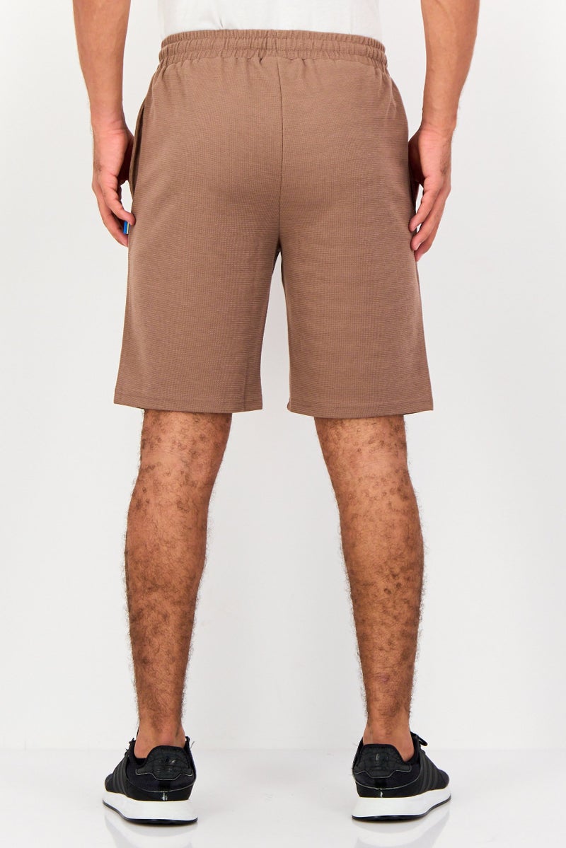 Algspar Men Textured Basic Shorts, Tan - Image 3