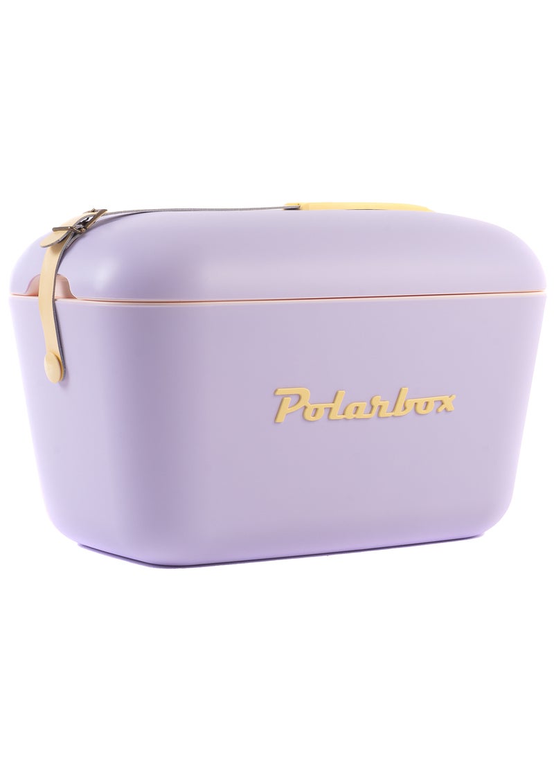 Polarbox - Polarbox® 20 L Ice Box - For Outdoor Use - Portable - For Drinks And Food - Storage Box - Pop - Lilac/Yellow Cooler with Yellow Leather Strap - Image 1