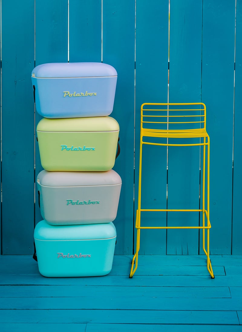 Polarbox - Polarbox® 20 L Ice Box - For Outdoor Use - Portable - For Drinks And Food - Storage Box - Pop - Lilac/Yellow Cooler with Yellow Leather Strap - Image 1