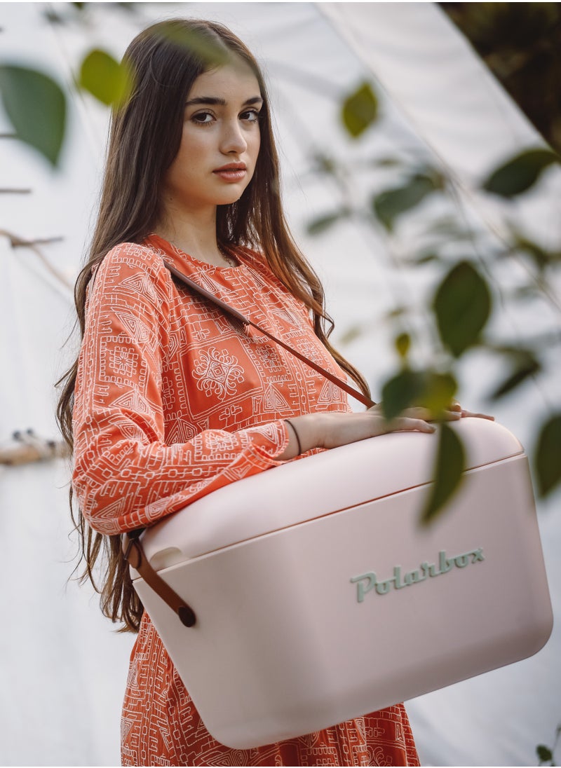 Polarbox - Polarbox® 20 L Ice Box - For Outdoor Use - Portable - For Drinks And Food - Storage Box - Pop - Lilac/Yellow Cooler with Yellow Leather Strap - Image 1