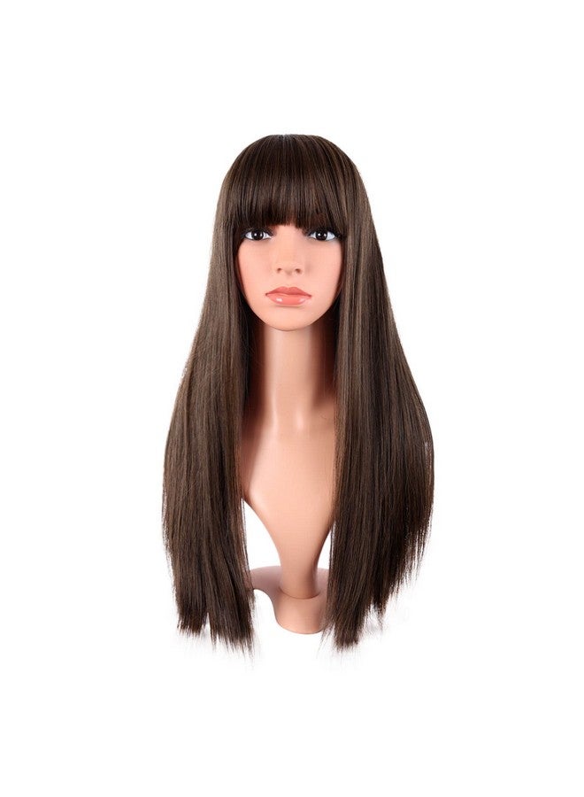 MapofBeauty 22 Inch/56 Cm Long Straight Synthetic Hair Heat Resistant Party Cosplay Wig (Brown) 