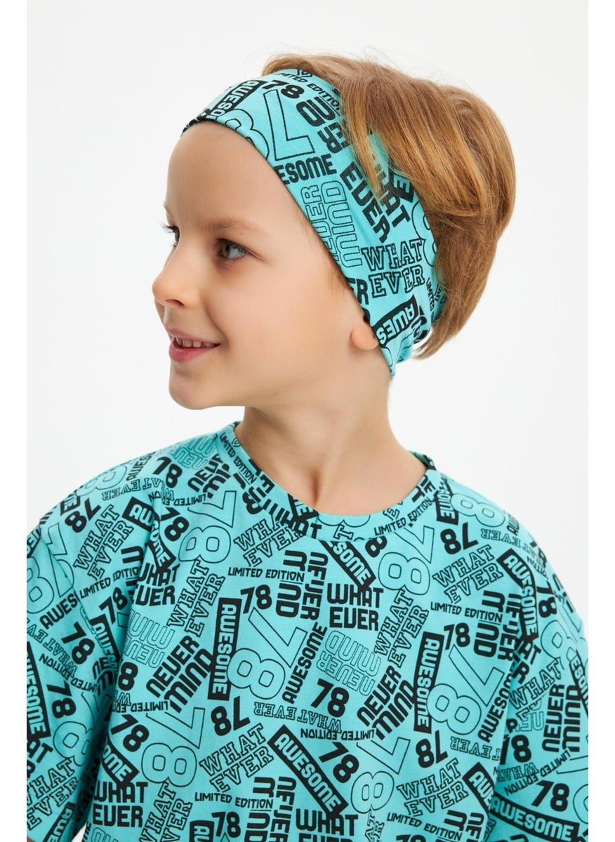 Babygiz Turquaz Boy's Cotton Combed Oversize Gray T-Shirt Bandana Set of 2  - Image 5