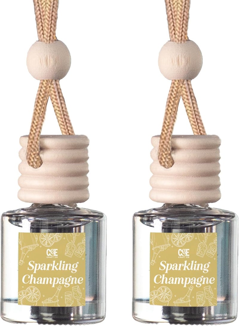 CE CRAFT ناشر زيت عطر معلق للسيارة من – ناشر معطر سيارة للزيوت الأساسية - روائح علاج عطري ناشر للسيارة - طويل الأمد - شامبانيا متألقة - عبوة مزدوجة - Image 1