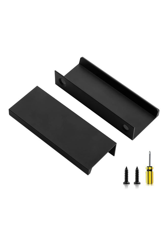 Ravinte 6 Pack Finger Pulls for Cabinets 80mm/3.15" Length Black Edge Pulls Matte Black Finger Cabinet Pulls Concealed Handles for Kitchen Drawer Finger Edge Pull Tab Handle - Image 1