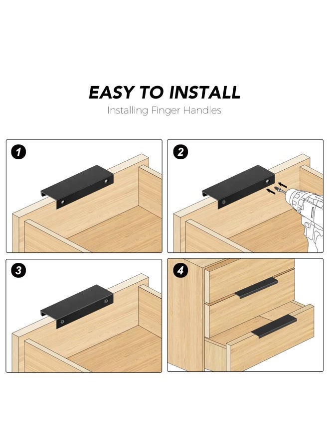 Ravinte 6 Pack Finger Pulls for Cabinets 80mm/3.15" Length Black Edge Pulls Matte Black Finger Cabinet Pulls Concealed Handles for Kitchen Drawer Finger Edge Pull Tab Handle - Image 3